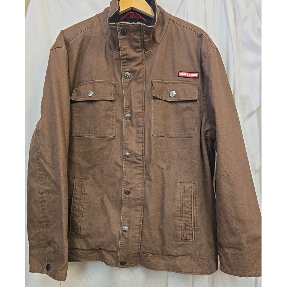 Craftsman Men's Canvas Chore Coat Fleece Lined Brown Winter Coat Jacket XXL - Picture 5 of 9
